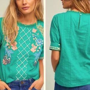 ANTHROPOLOGIE MAEVE EMBROIDERED TOP